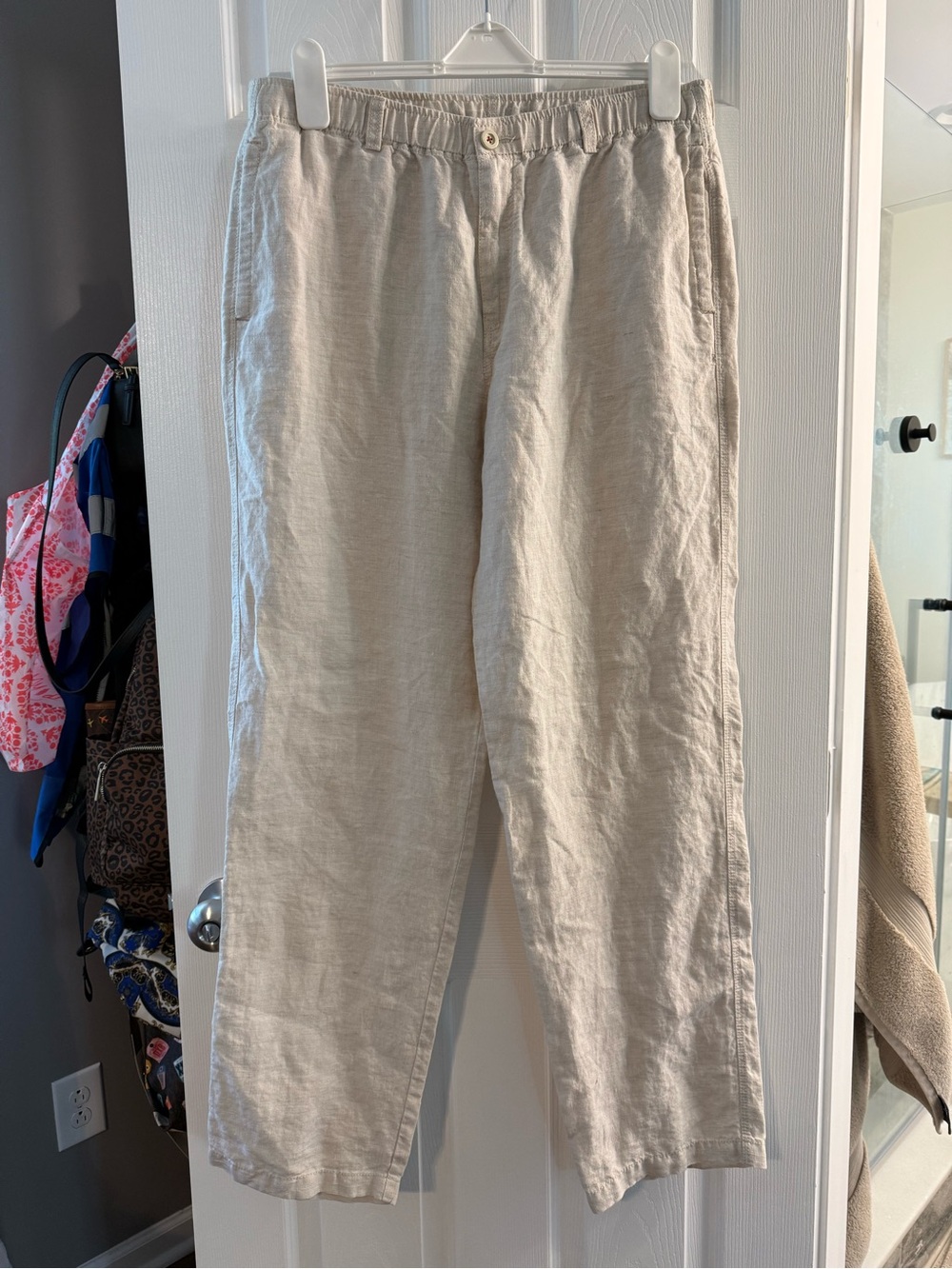 Tommy Bahama Men's Relaxed Linen Blend Pants in Light Beige Size Large